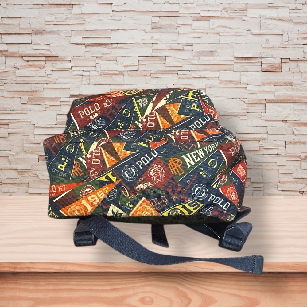 Polo Ralph Lauren Multicolor Collegiate Print Patchwork Logo Backpack 🎒 - Picture 5 of 6